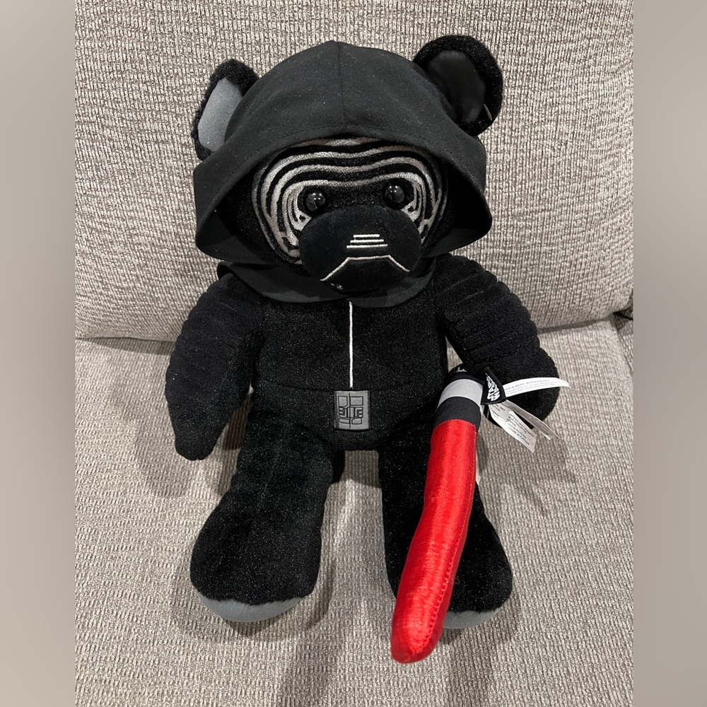 Build A Bear Kylo Ren Black Plush Teddy Bear With Red Lightsaber 17" tall